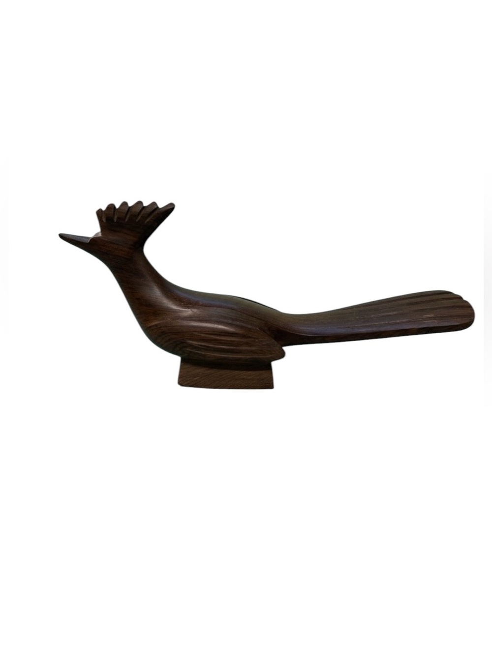 Vintage MCM Hand Carved Ironwood Iron Wood Roadrunner Sculpture Mexico